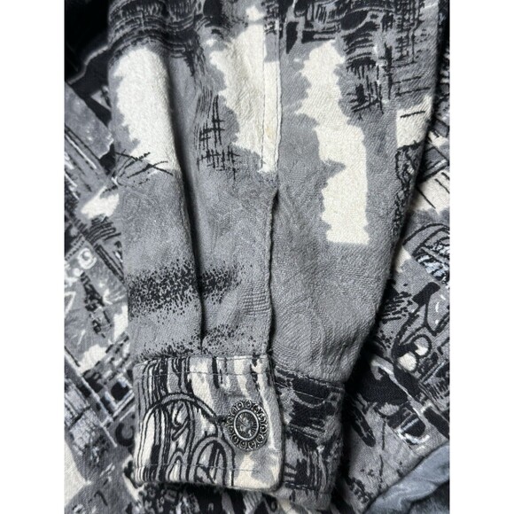 Parsley & Sage Womens Gray & Black Abstract NY City Boho Button Up Jacket India - Picture 16 of 16